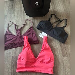 3 Lululemon sports bras all size 4